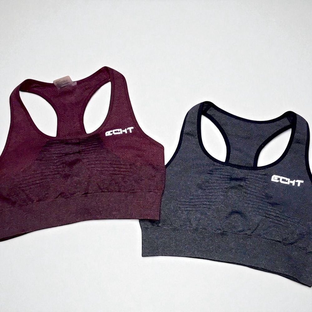 🥳 3/$26 ECHT Arise Sports Bra Set of 2 – Gray & Maroon — Small